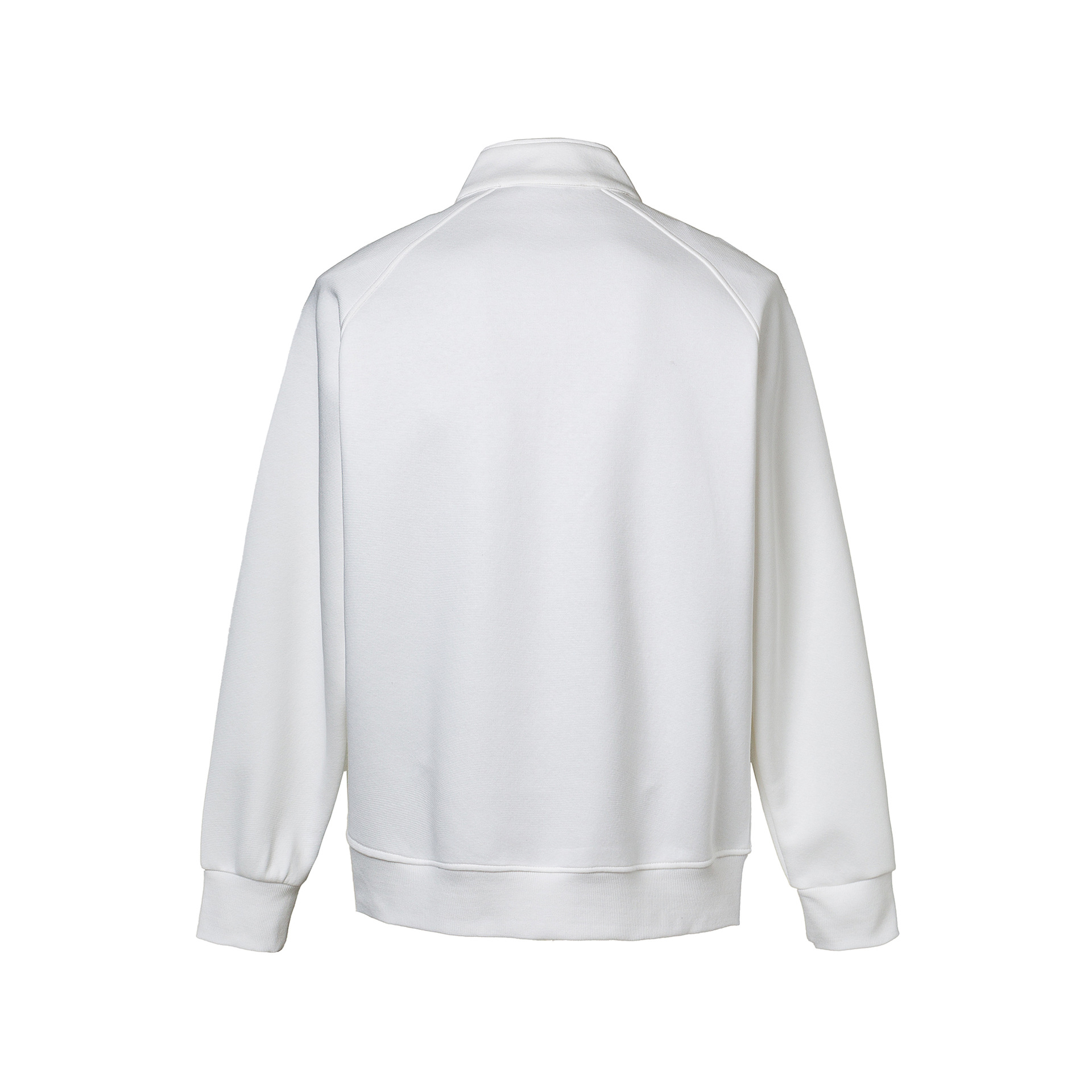Plain Paneled Band Neck Mid Zipper Hood Sweatshirt