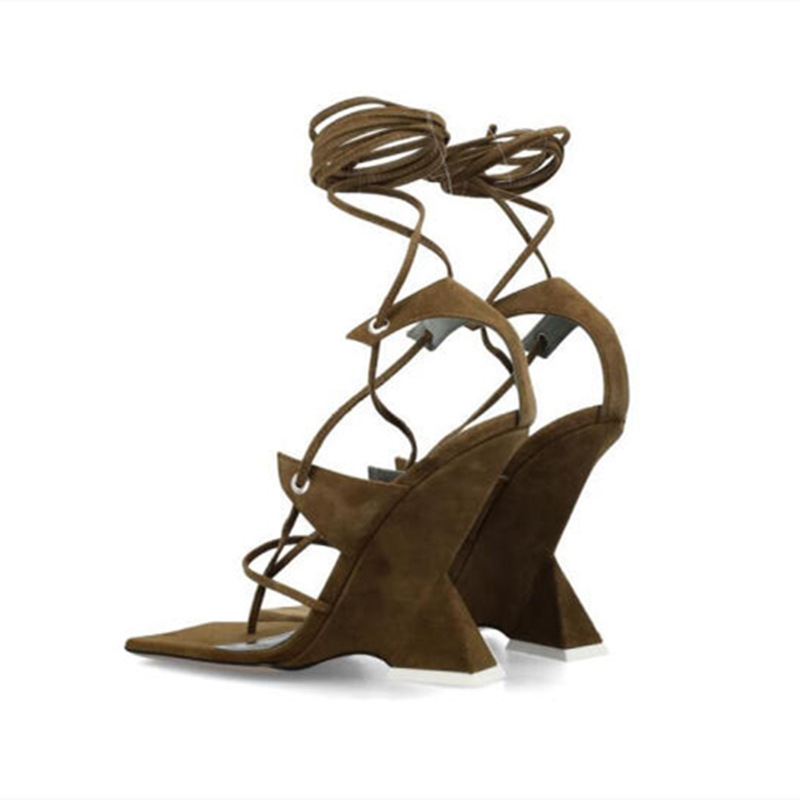 Sandals Women's Summer New High Heel Thick Heel Sandals Square Head Ankle Lace Strap Sexy