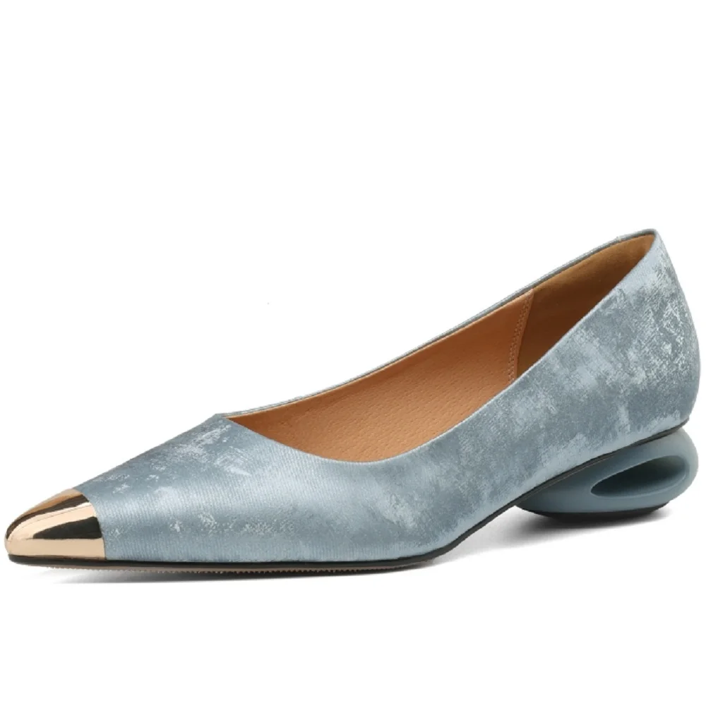 Cowhide Ladies Stiletto Shoes Single Tone Polished