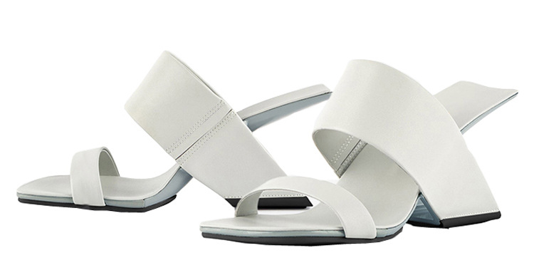 Summer shaped heel ladies square toe slippers