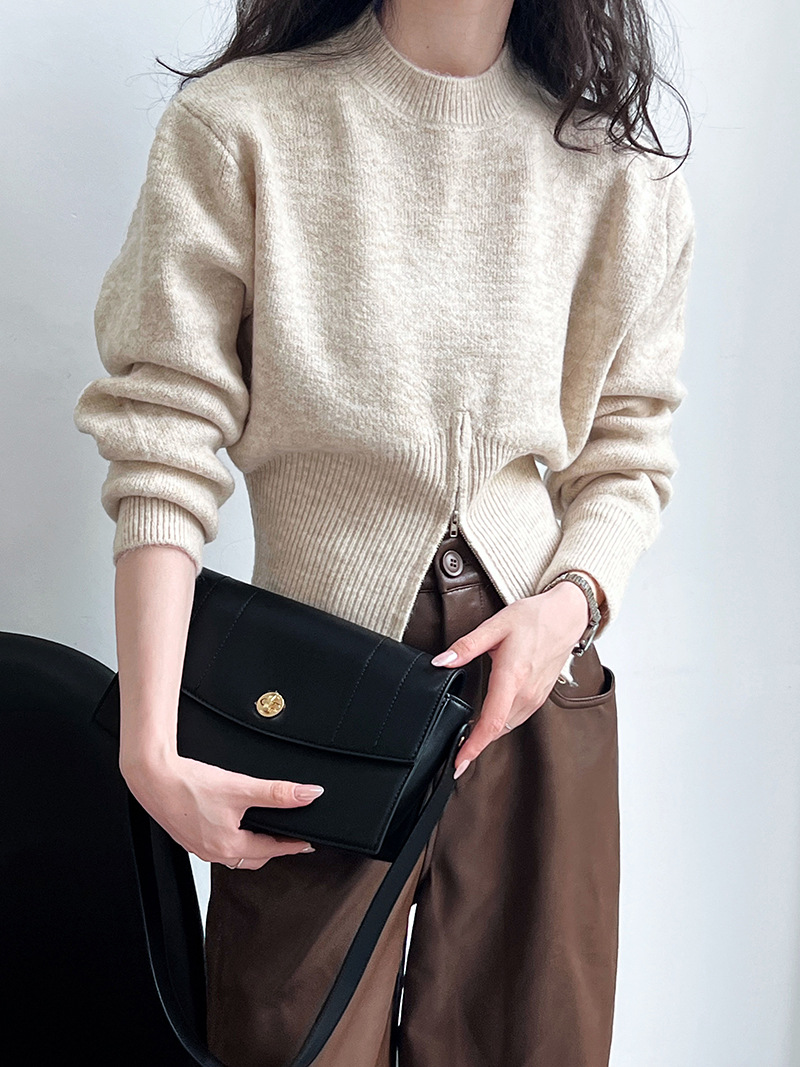 Korean Solid Long Sleeve Loose Crew Sweater