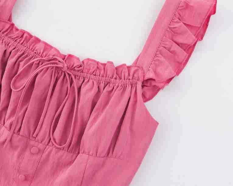 Square Neck Strapless Dress Waist-Cinching Short Skirt