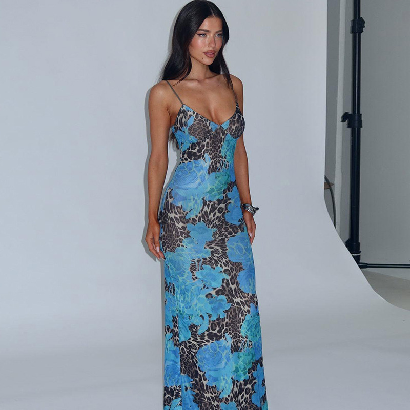 Women's Long Dress Street Style Temperament Fitted Printed Design Strapless Dress