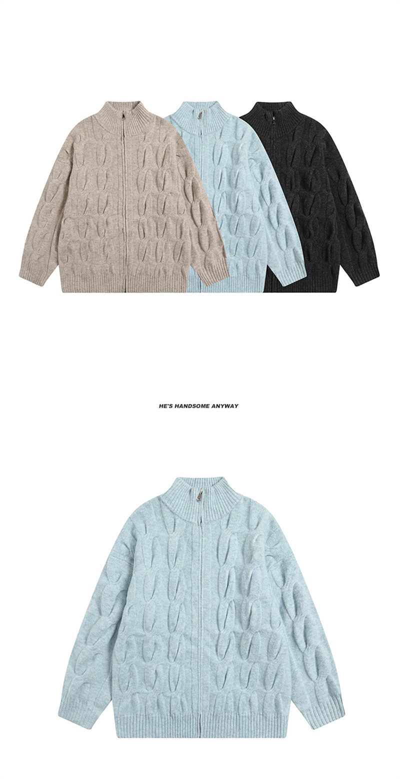 Japanese Workwear Cable Mandarin Cardigan
