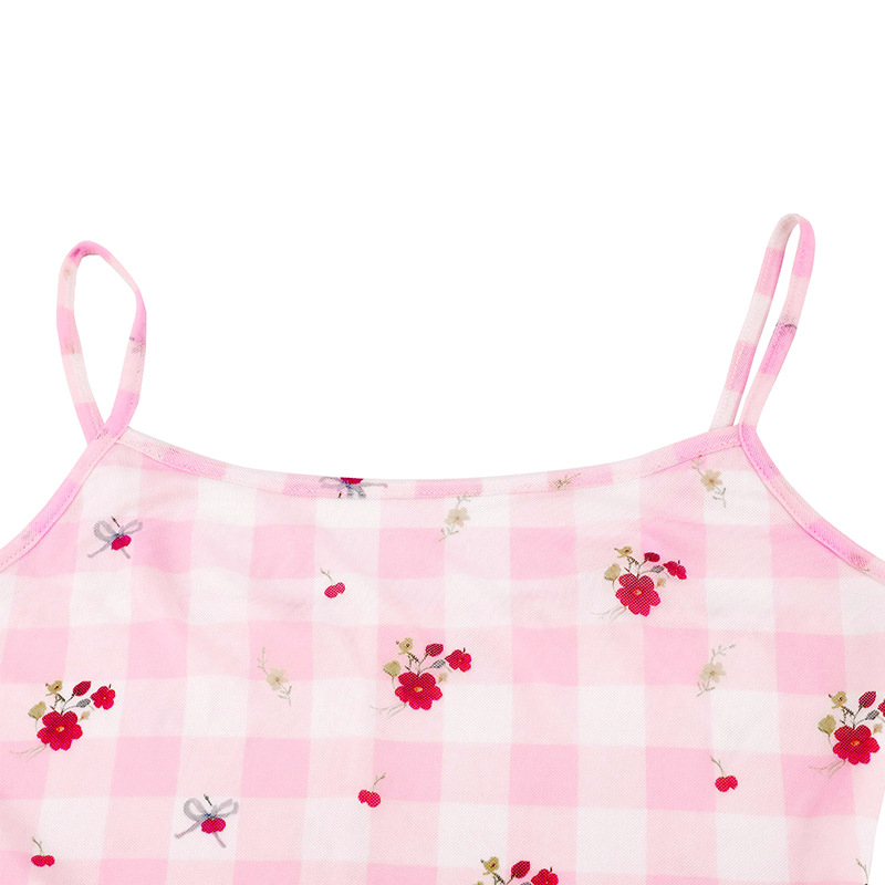 Sleeveless Polyester Check Fitted Tube Dress