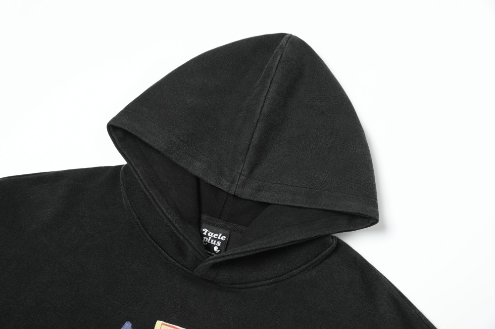 Distressed Cotton Graphic Hoodie