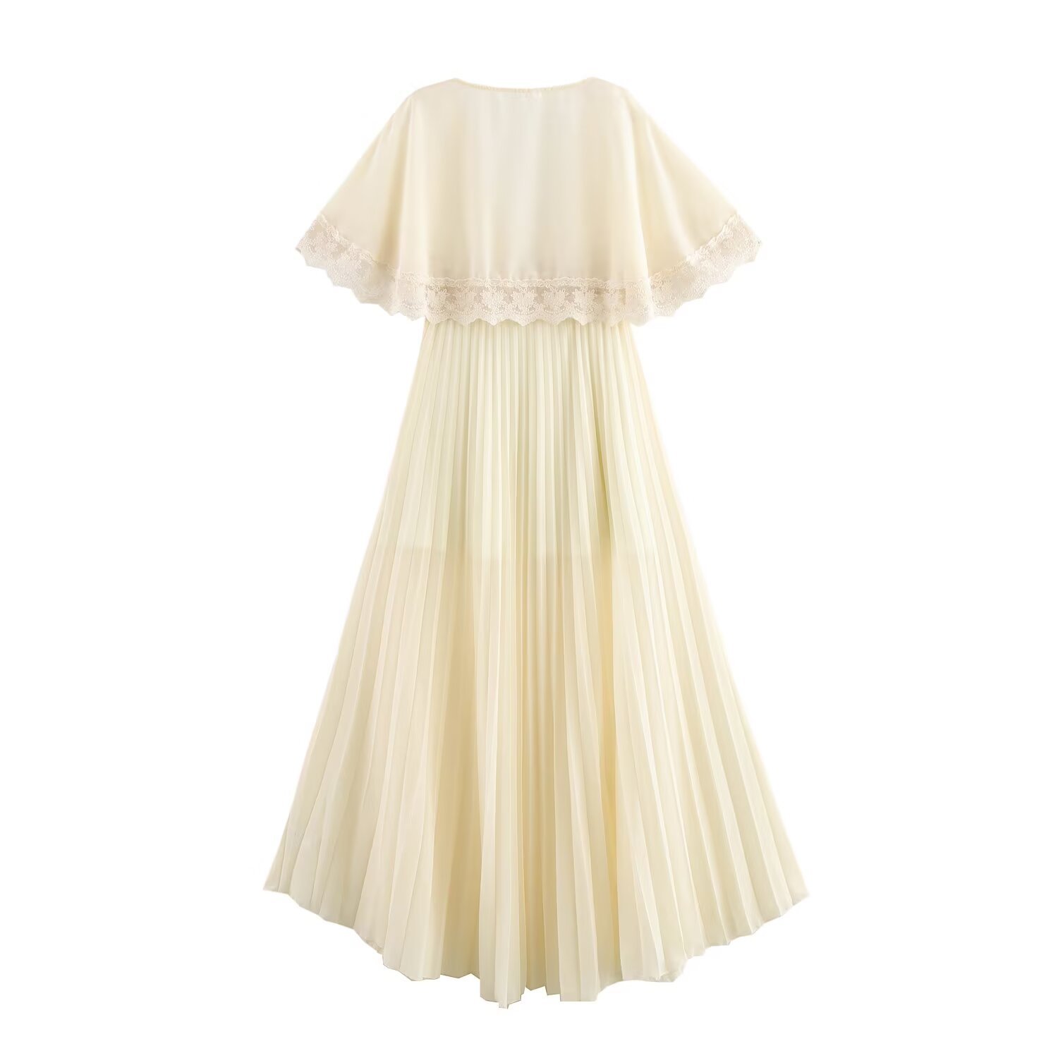 V-neck flying sleeve waist cinched A-line long skirt dress for women