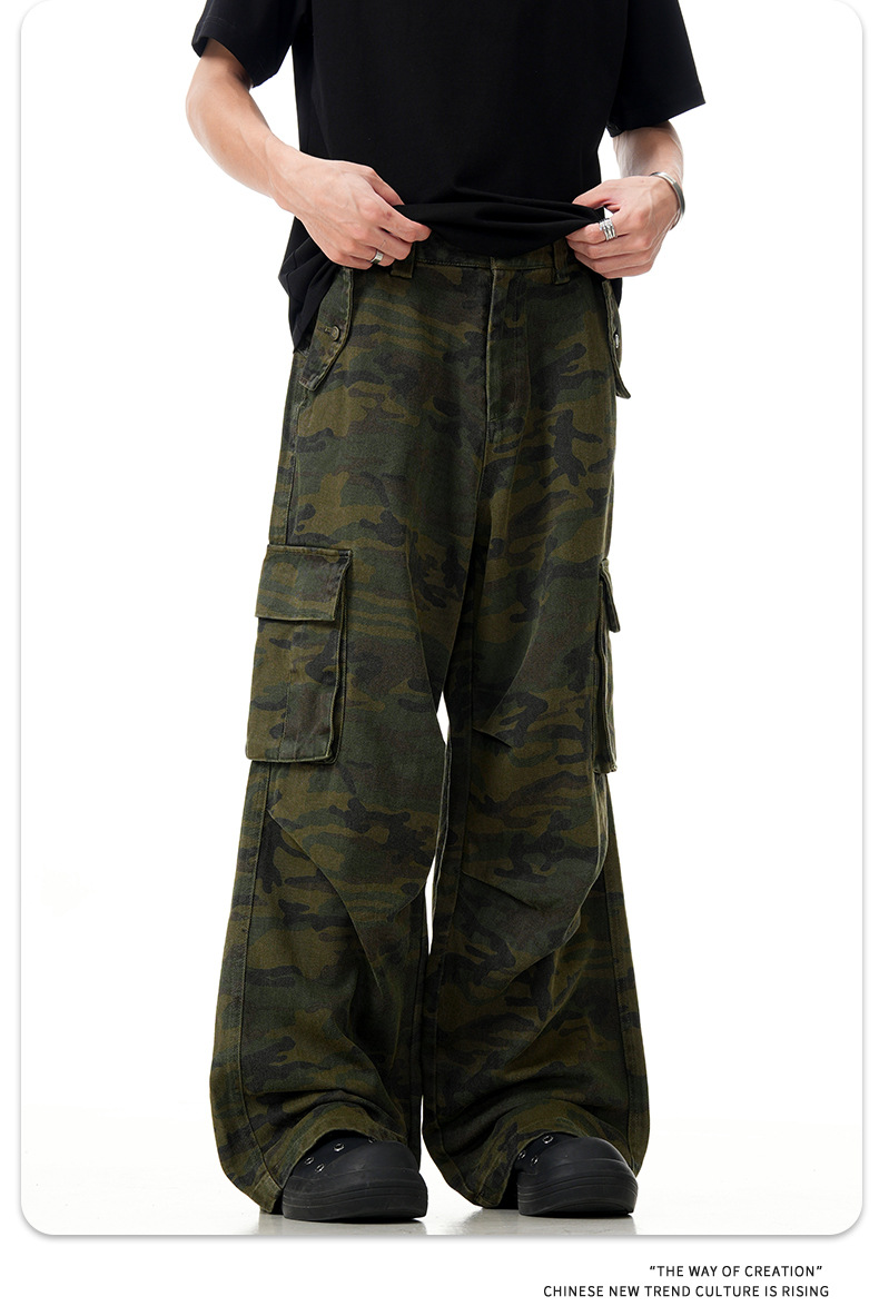 Streetwear Loose Fit with Multiple Pockets Slimming Straight Leg Wide-leg Long Pants