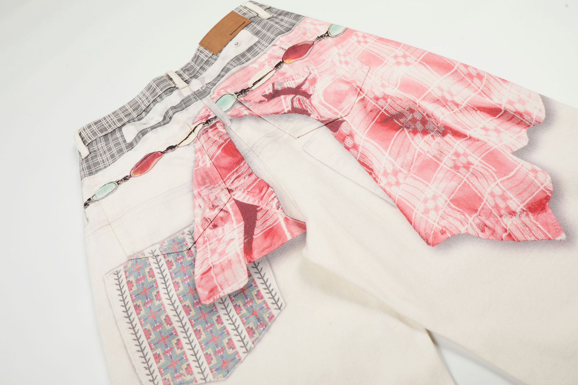 Street Retro High-End Scarf Print Design Unisex Loose Knife-Edge Jeans