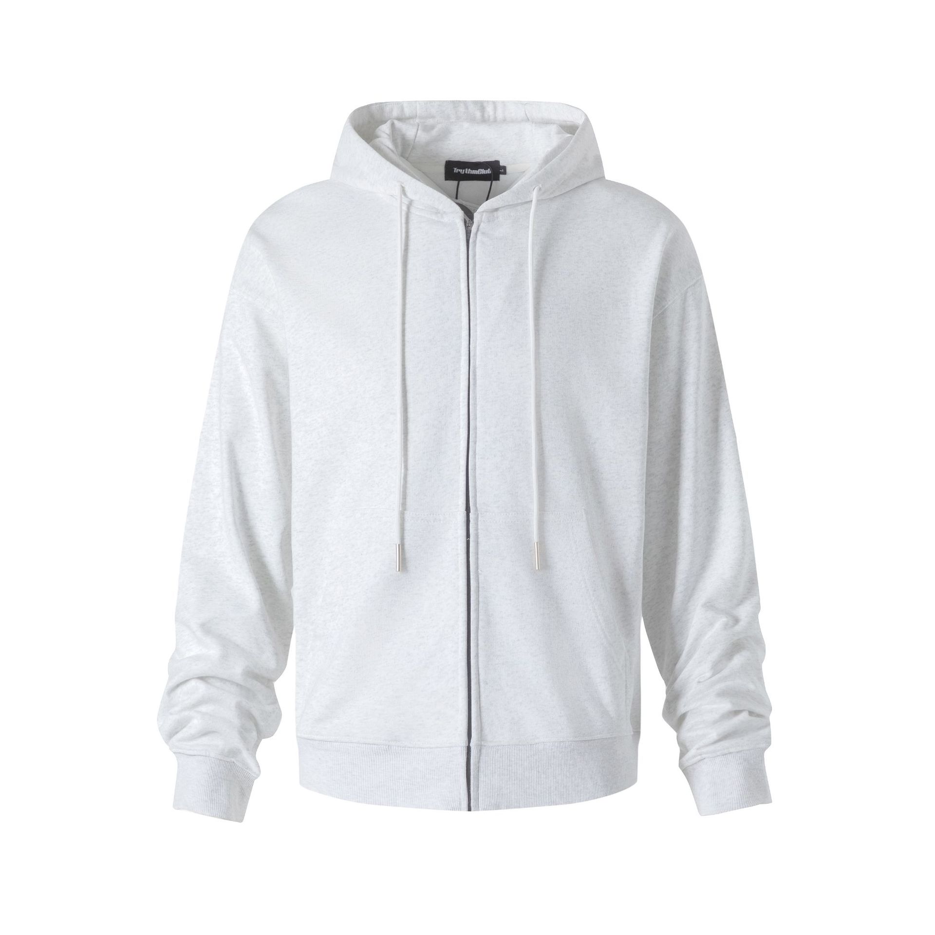 Streetwear Heavy Oversized Plain Cotton Zip Hood Sweatshirt