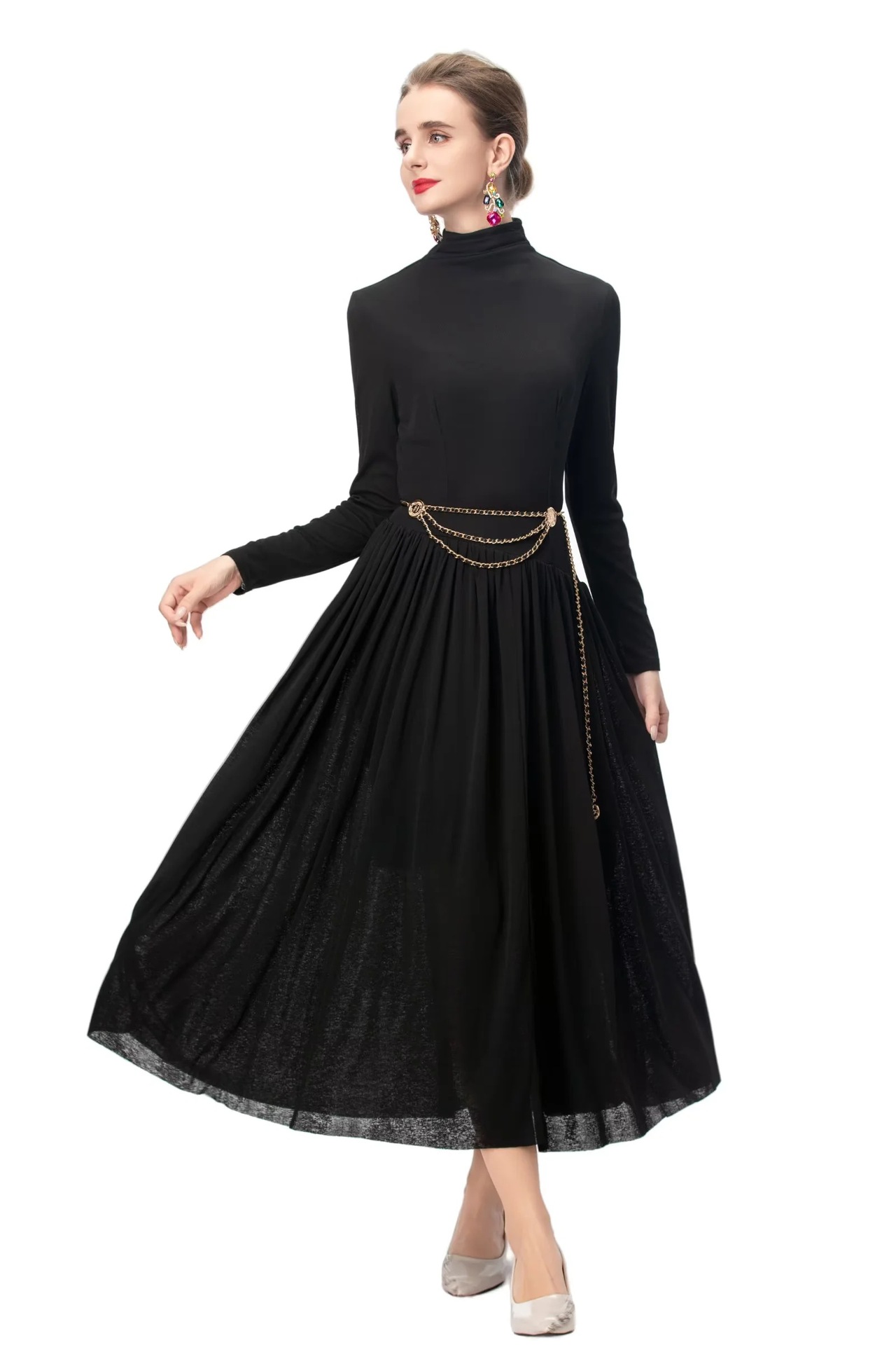 High-Rise Solid Chenille Commute Maxi Skirt