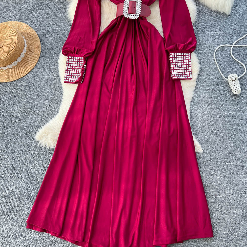 Commuter Cotton 3D Plunge High Waist Midi Dress