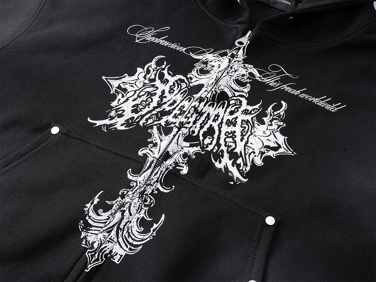 American Retro Distressed Icon Loose Hoodie