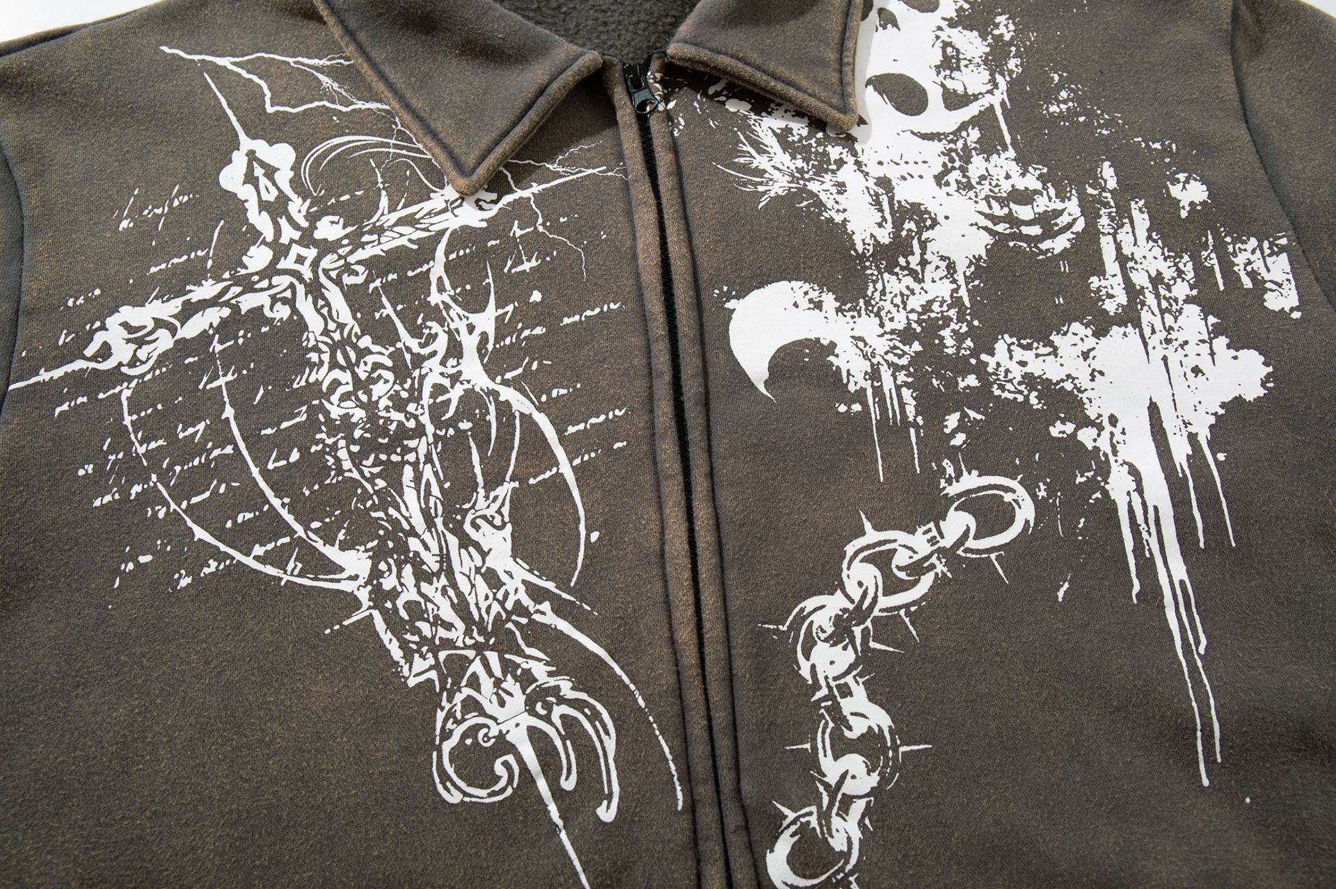 Polyester Gents Retro Skull Loose Hoodie