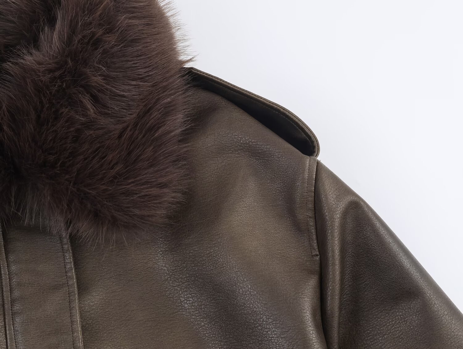 Anti suede effect detachable collar jacket