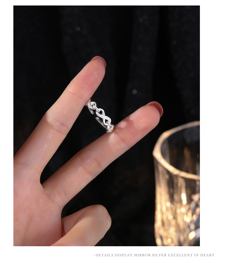S925 Sterling Silver "Endless Love" Chain Ring Women's High-End Cold Wind Niche Design Open Ring