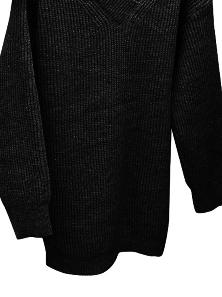 Slouchy Plunging Bardot Colorblock Zip Sweater