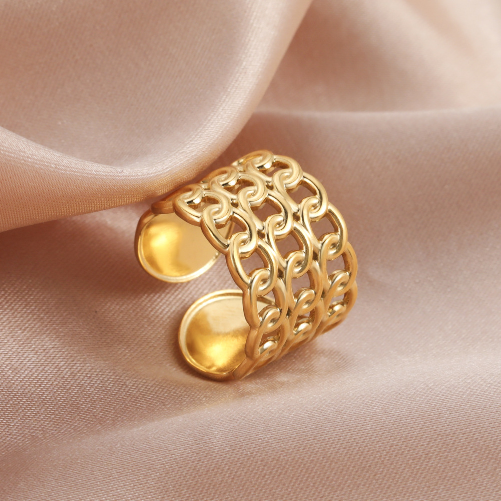 Steel Rings For Women Men Gold Color Hollow Wide Ring Female Male Party Finger Jewelry Gift Trend Free Shipping