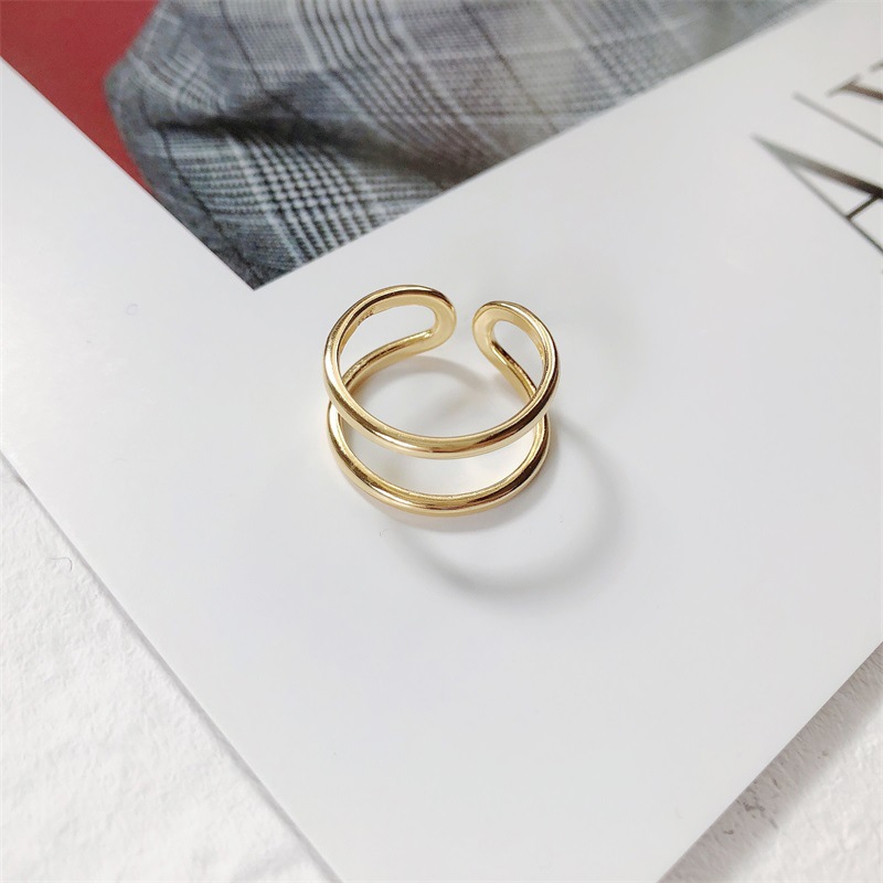 Unisex Silver Cutout Chunky Ring