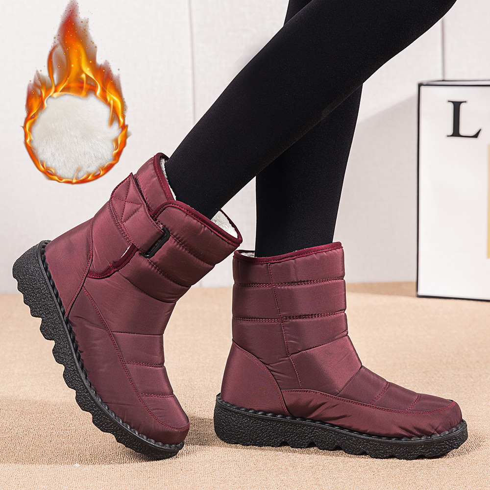 Winter New Snow Boots Women's High Top Waterproof Cotton Shoes Casual Short Tube Plush Plus Large Cotton Boots 43 Amazon