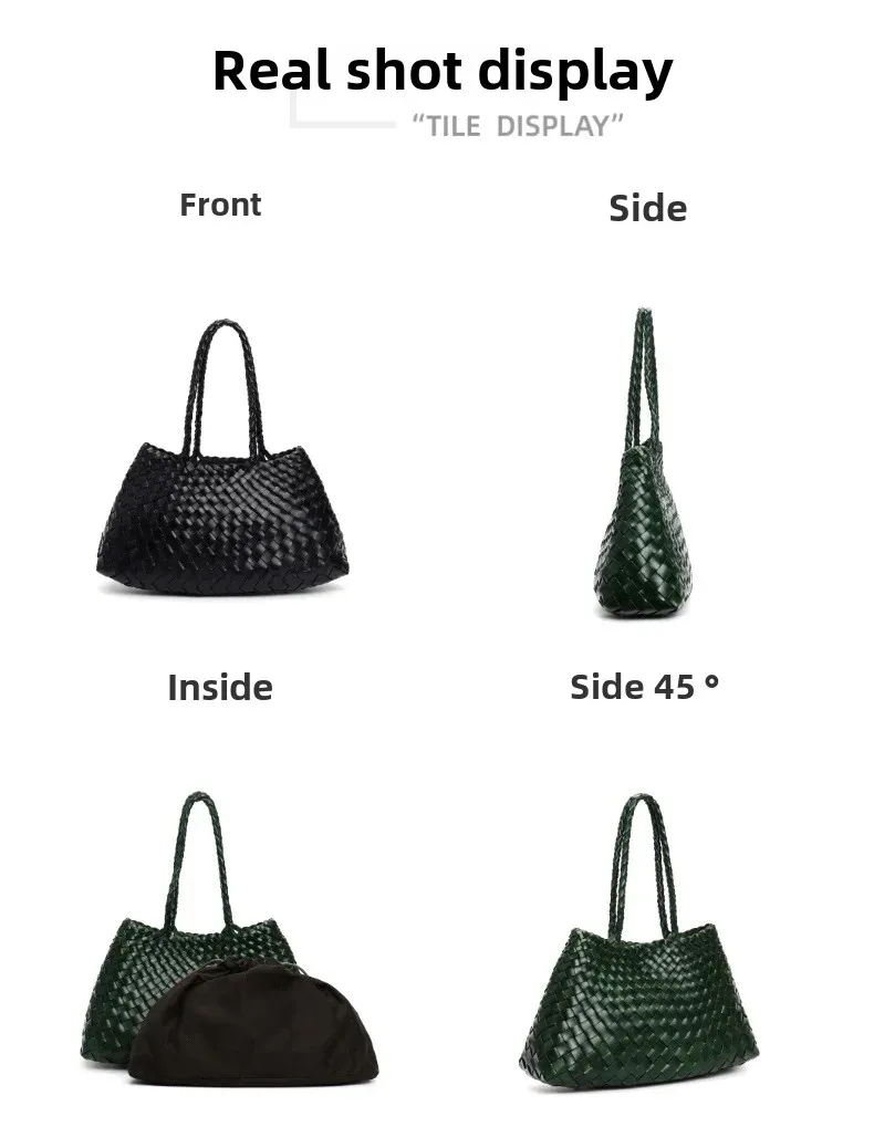Trendy Retro Large Capacity Handbag Pure Handmade Woven Maternity Bag Commuter Shoulder Tote Bag