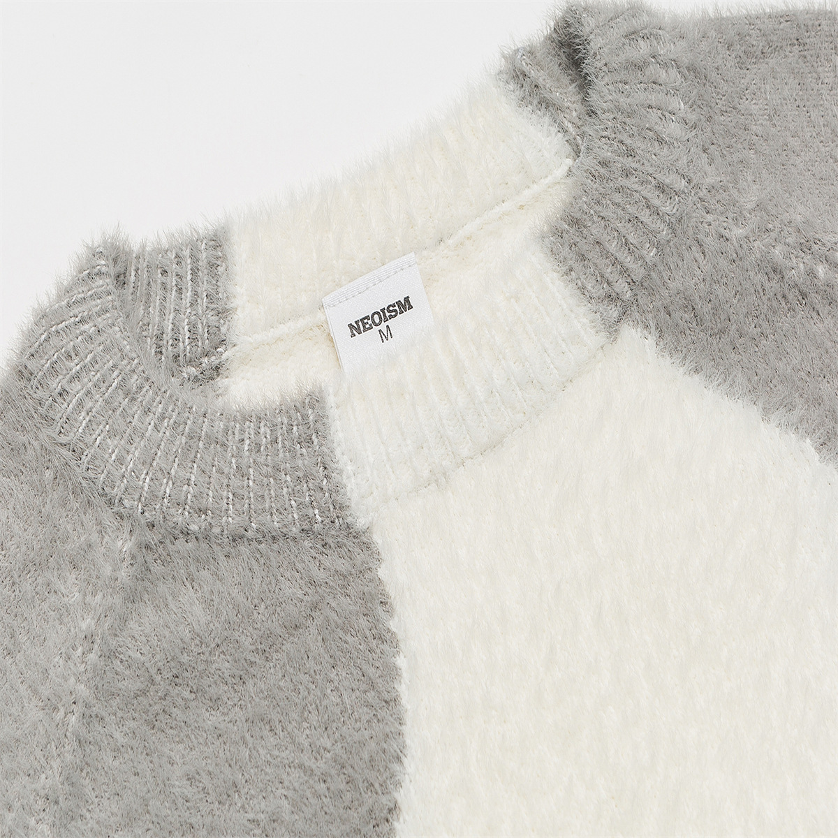 Oversized Long Sleeve Crew Two-Tone Workwear Sweater