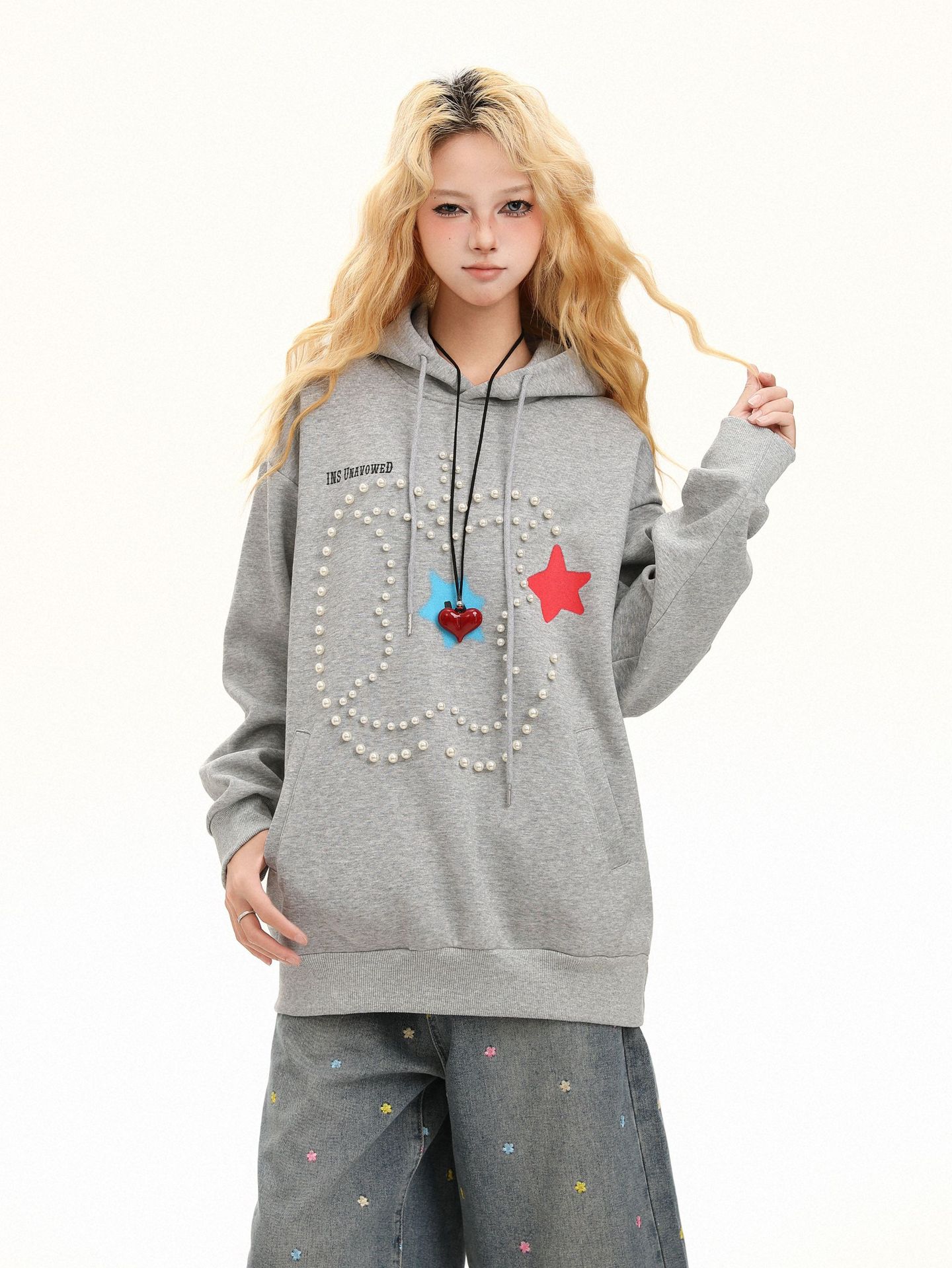Vintage Cotton Studded Hoodie