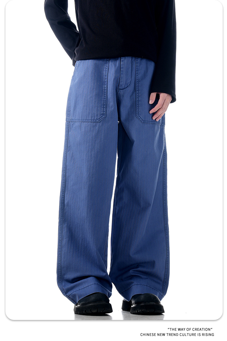 Pure Cotton Street Fashion Slim Fit Simple Loose Three-Dimensional Casual Work Trousers