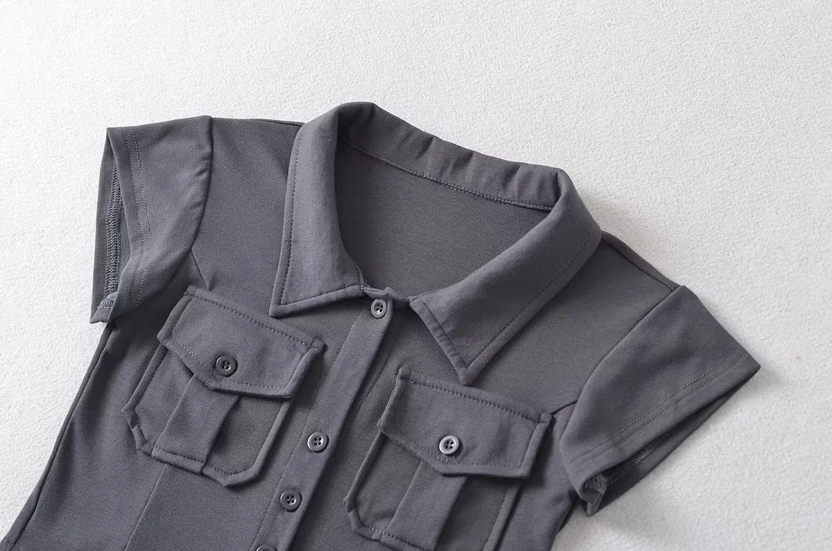 Ladies Half Sleeve Notch Collar Cardigan Tee