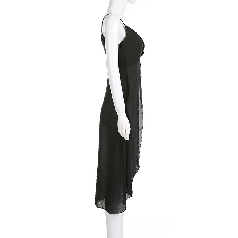 Plain Scoopneck Spandex Maxi Slit Cami and Corset