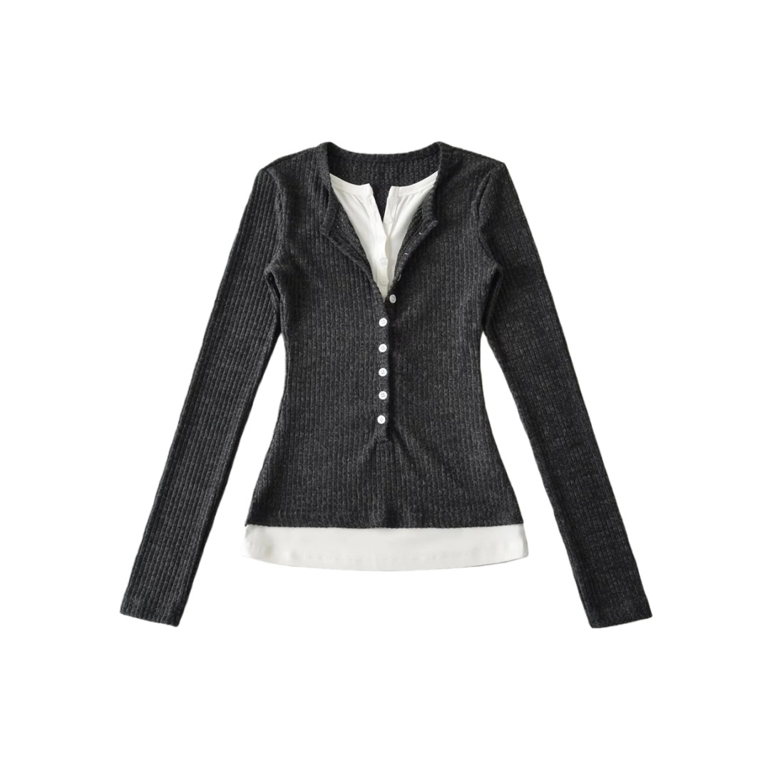 Sexy Dual-Tone Faux Overlay Top