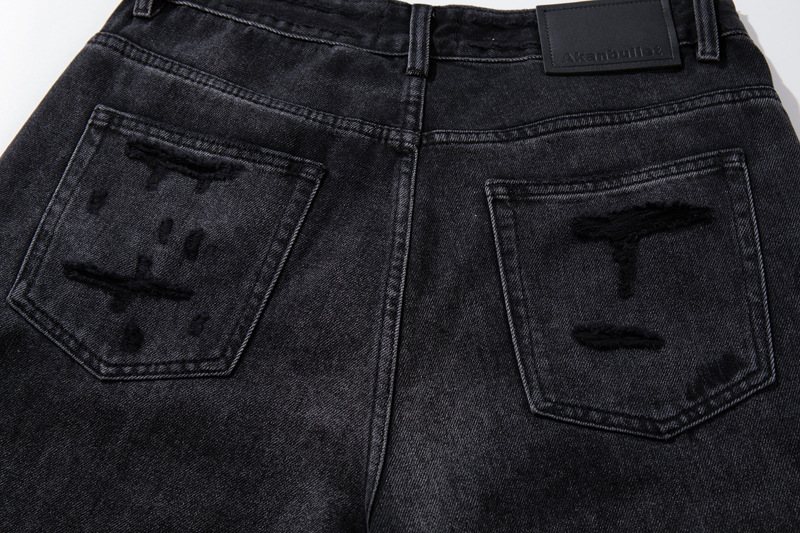 Denim Pants Loose Wide Leg Men High Street Post-Apocalyptic Style Ripped Design Plus Size Trendy Brand Original Dark Hip Hop Straight Leg Pants