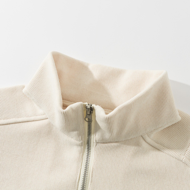 Cotton Letter Print Oversized Mock Neck Zipper Hoodie