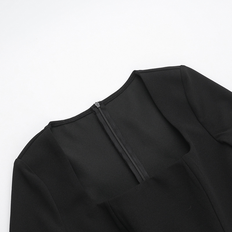 Ladies' Stretch Polyester Straight Neckline Full Sleeve Dress
