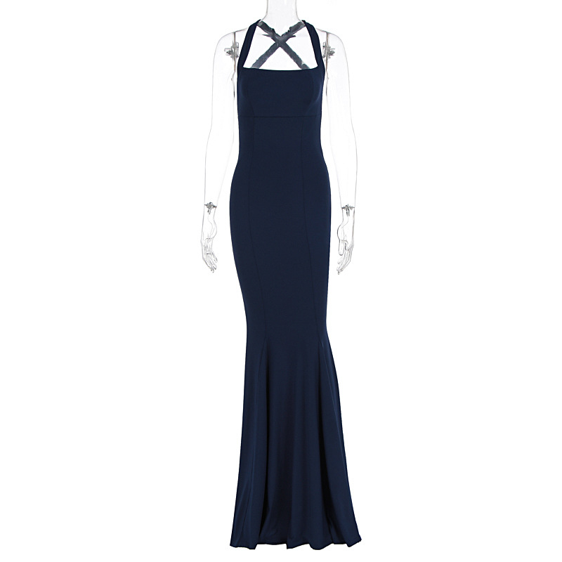 Square Neck Sleeveless Fitted High-Rise Open Back Dress