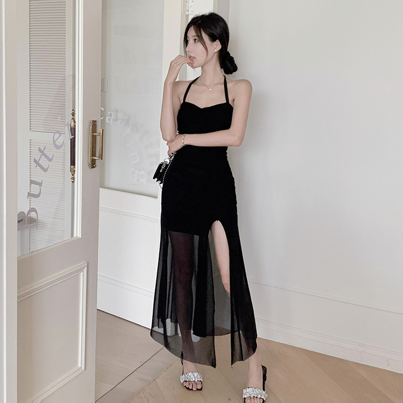 V-Neck Sleeveless Polyester Bodycon Maxi Dress