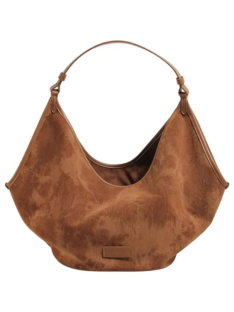 Women's Corduroy Small Shoulder Bag Solid Color Student School Bag Bag Winter Retro Travel Handbags Tote Bags