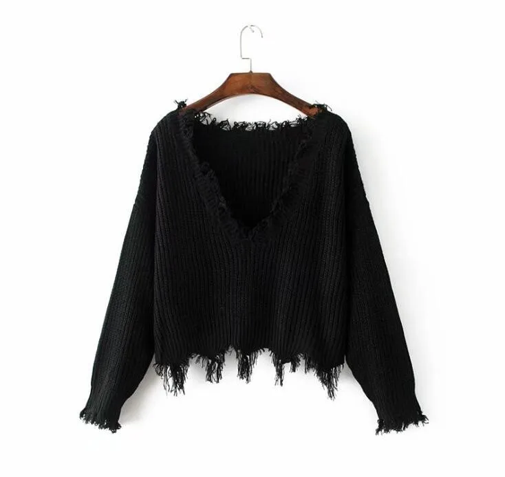 Retro Oversize Fringe Asymmetrical Vee Collar Sweater