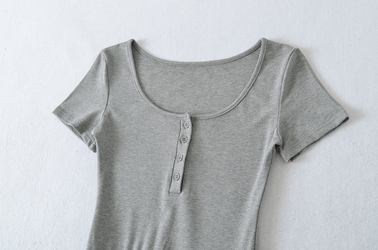 U-neck Single-breasted Short-sleeve Spliced Dress
