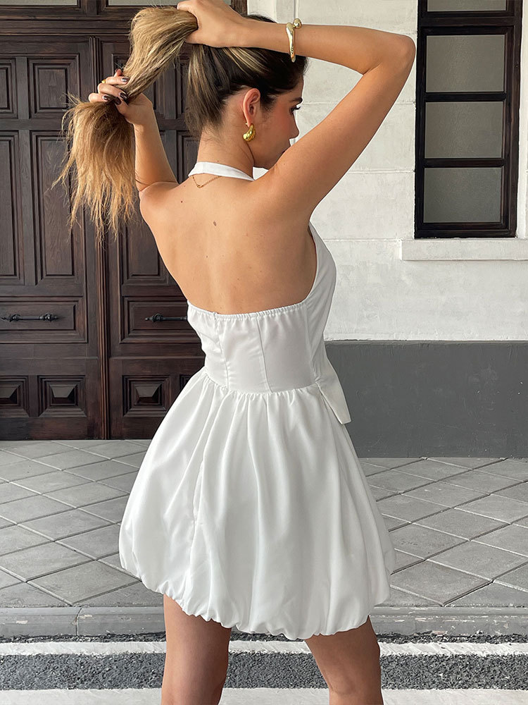 Open Back Slim Knot Strap Sleeveless Dress