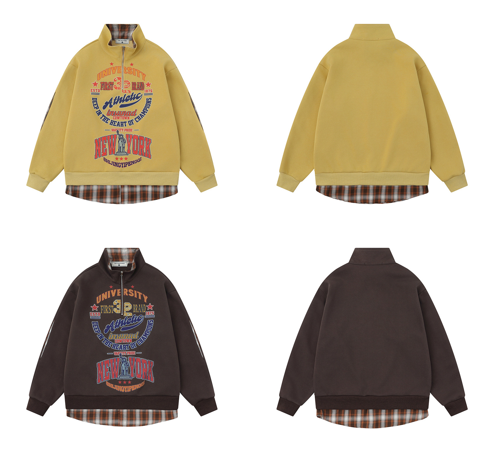 Cotton Retro Graphic Mock Neck Relaxed Sweatshirt