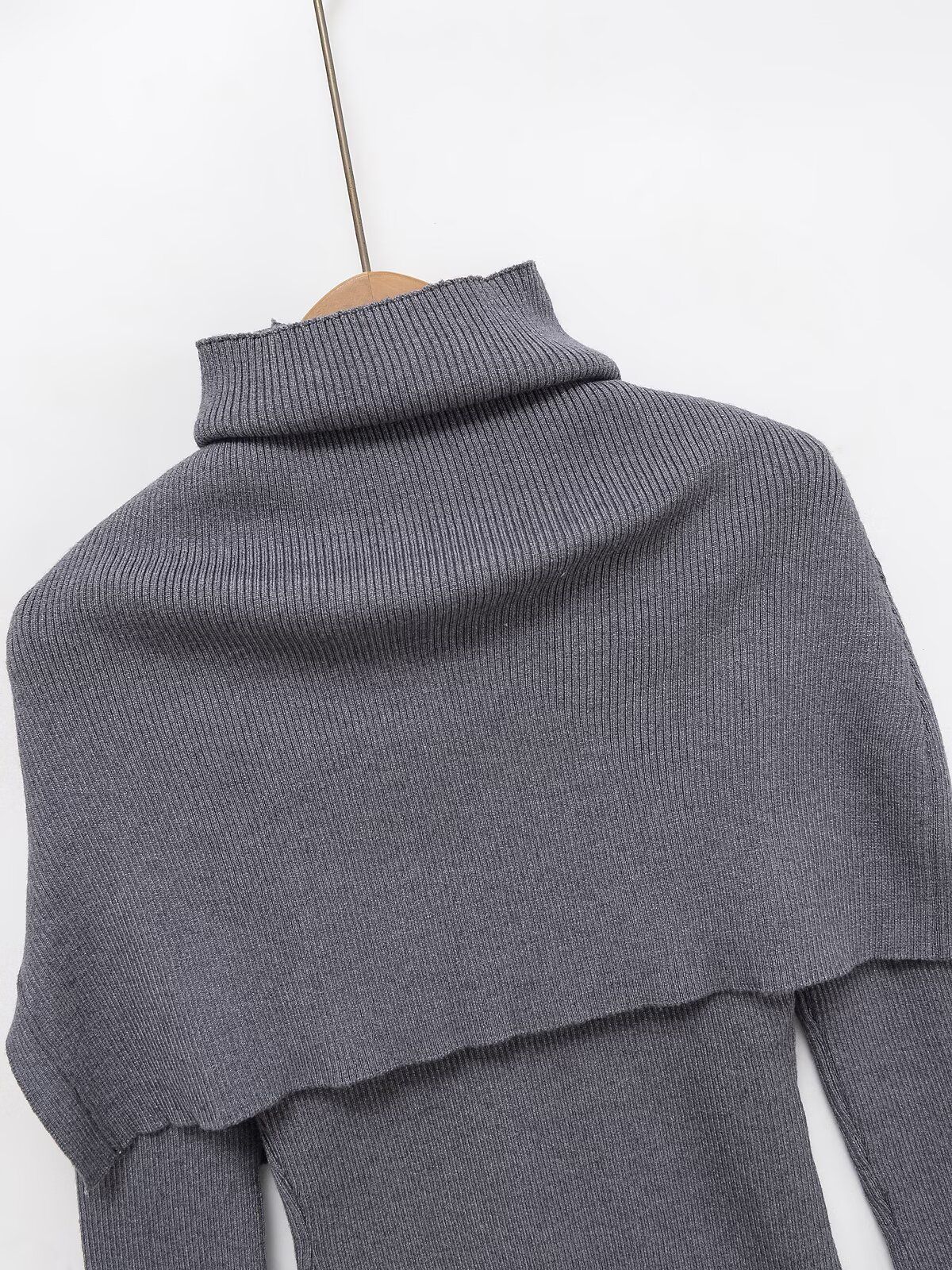 Turtleneck Cardigan and Full Sleeve Sweater Ensemble