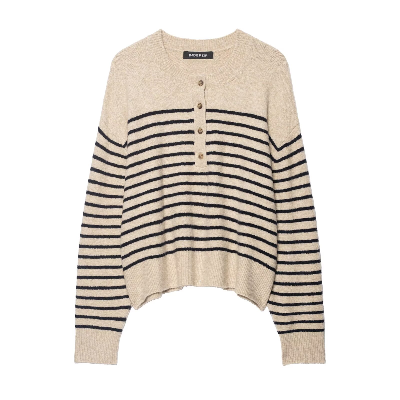 Front Placket Polyester Long Sleeve Sweaters