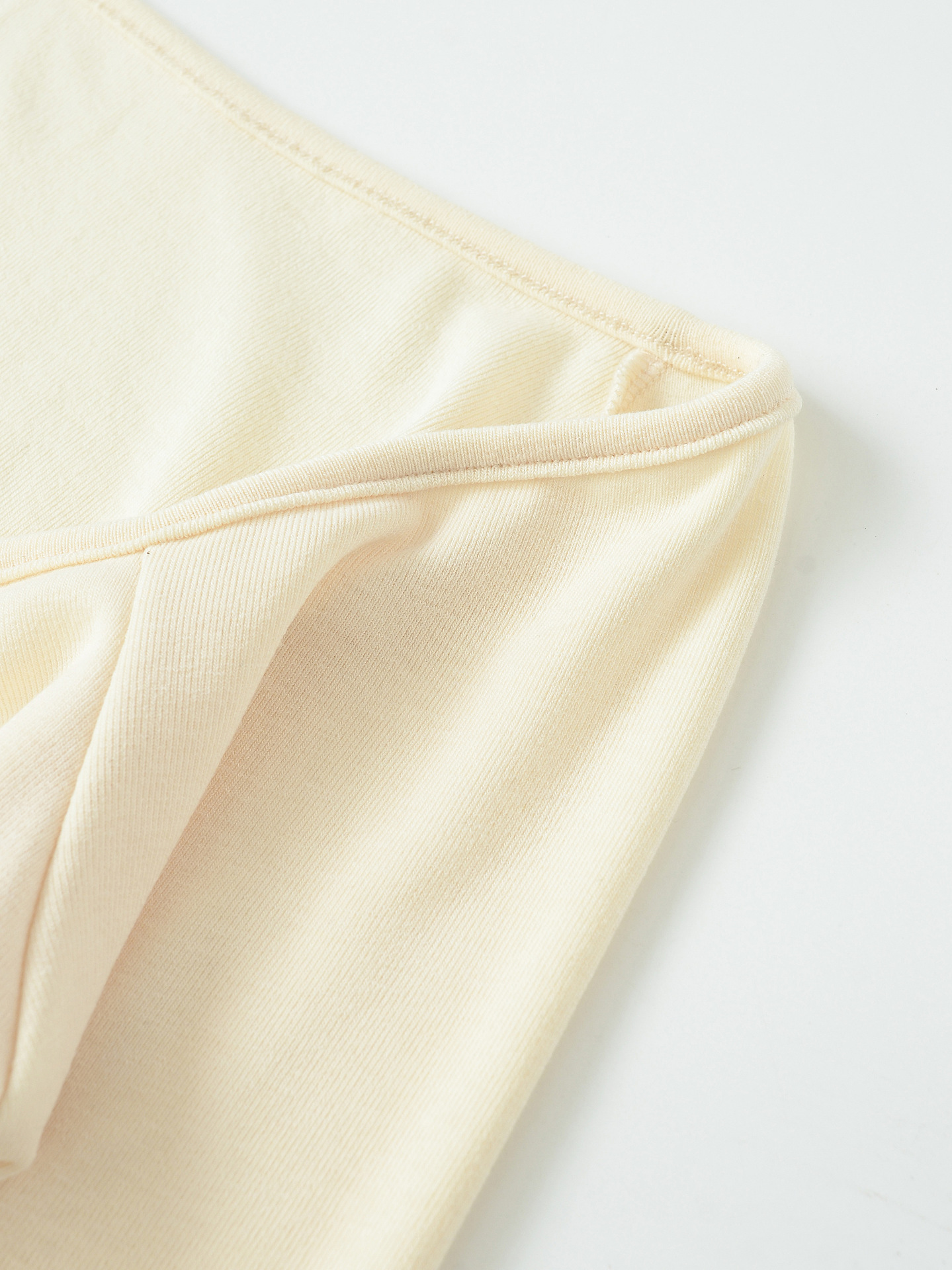 Deep Plunge Draped Ribbon Full-Sleeve Tee