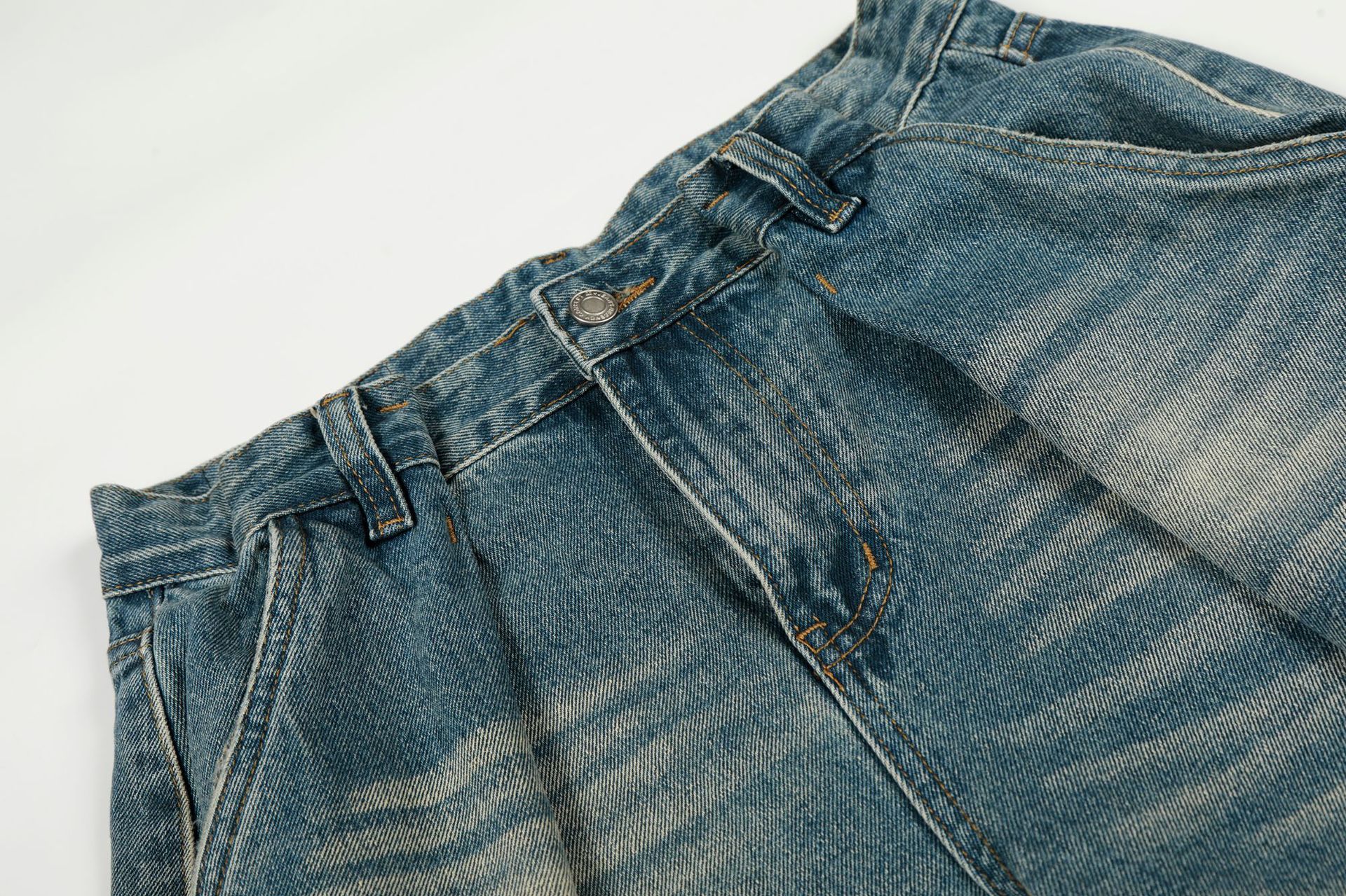 Street Style High-End Vintage Cat-Whisker Texture Pleated Design Men's Wide-Leg Casual Jeans