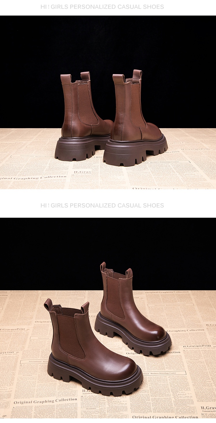 Height increasing short boots with plush chimney single boots