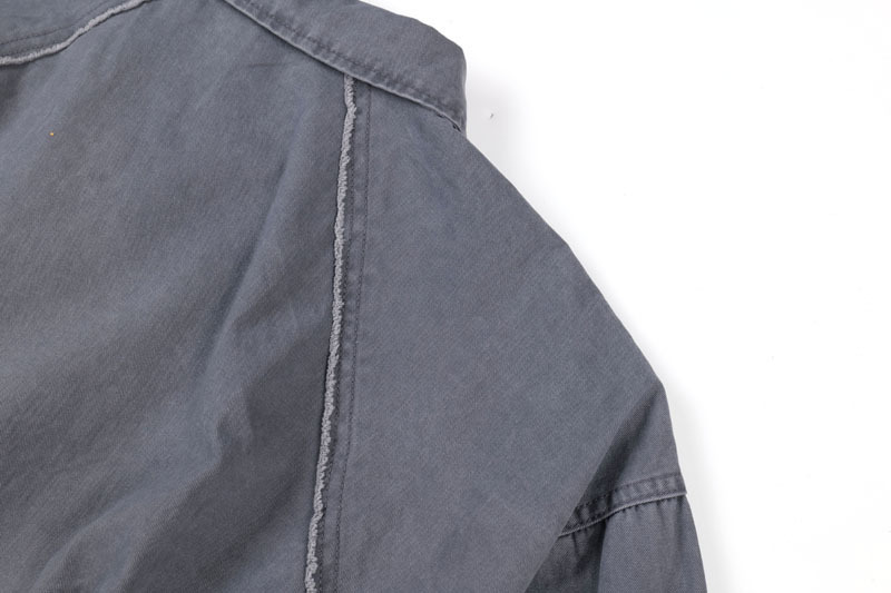Vintage Distressed Cotton Patchwork Cropped Hooded Utility Jacket
