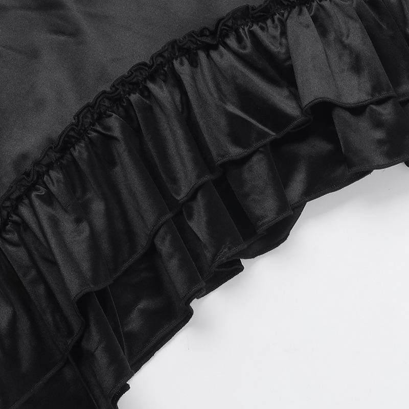 Structured Asymmetric Frilled High Waist Skirt