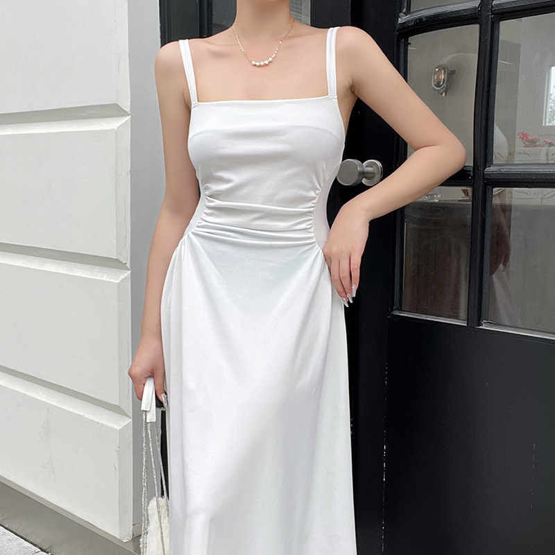 One-Shoulder Sleeveless Polyester Midi Dress