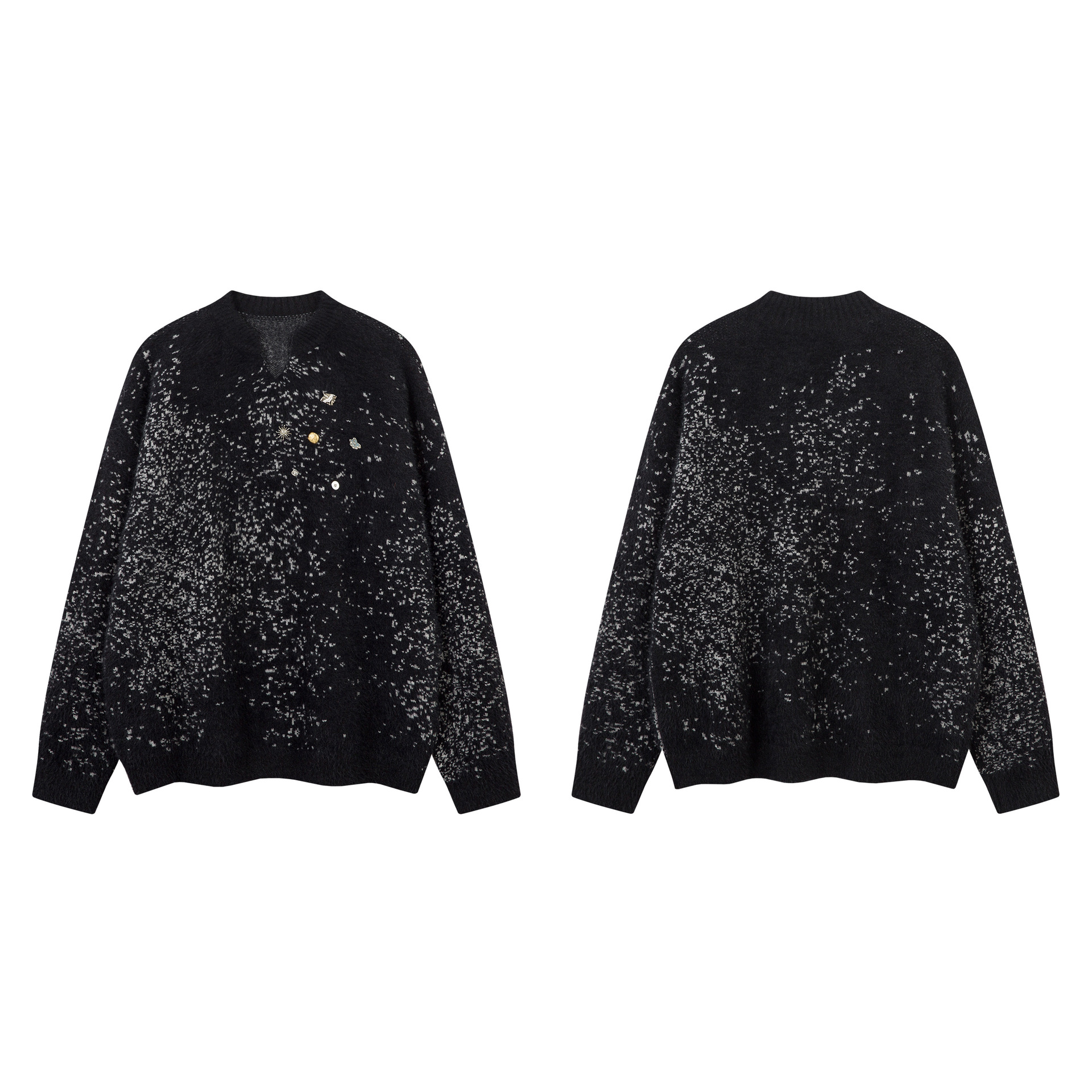 Retro Two-Tone Plunge Sweater